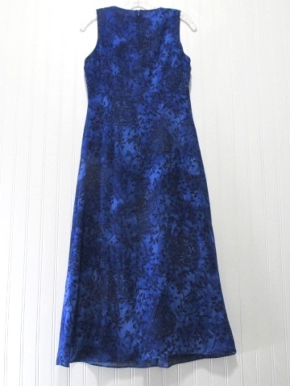 Positive Attitude Sheer Cobalt Blue Fit & Flare Maxi Dress, Size 8P - Picture 2 of 8